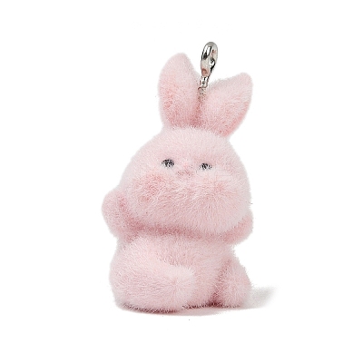 Animal Theme Flocky Opaque Resin Pendants RESI-H042-01P-12-1