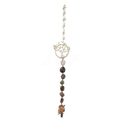 Chakra Jewelry Natural Gemstone Pendant Decorations HJEW-P015-09-1