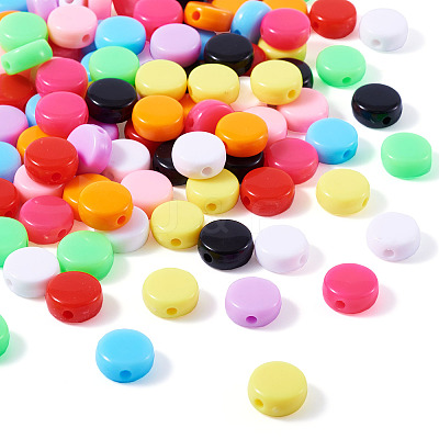 100Pcs 10 Colors Opaque Acrylic Beads OACR-TA0003-09-1