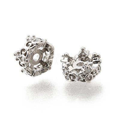 Brass Micro Pave Clear Cubic Zirconia Spacer Beads KK-Z156-08P-02-1