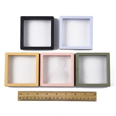5Pcs Square Transparent PE Thin Film Suspension Jewelry Display Box CON-FS0001-19D-1