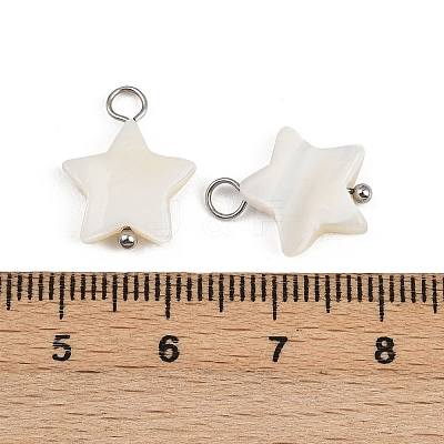 Natural Shell Star Pendants STAS-D378-35P-1