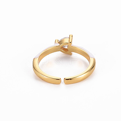 Brass Enamel Cuff Rings RJEW-T016-31G-NF-1