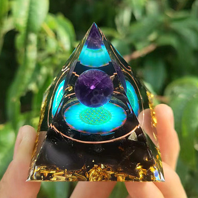 Resin Orgonite Pyramid Home Display Decorations G-PW0004-56A-05-1
