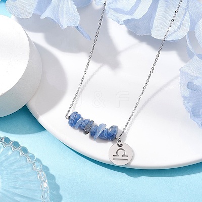 Natural Kyanite Chip & Constellation Pendant Necklaces NJEW-JN05084-07-1