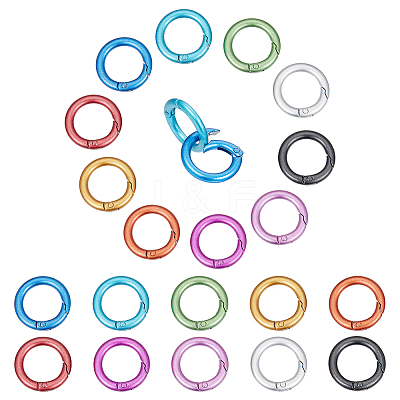 20Pcs 10 Colors Zinc Alloy Frosted Spring Gate Rings FIND-UN0002-76-1