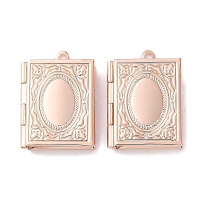 Rack Plating Brass Locket Pendants KK-F090-04RG-1