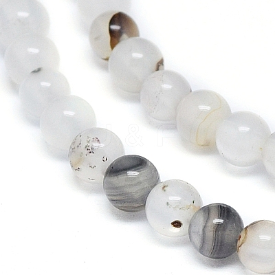 Natural Dendritic Agate Beads Strands G-D0005-18-4mm-1