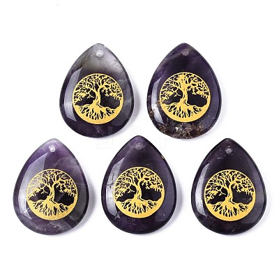 Natural Amethyst Pendants G-T122-71E-1