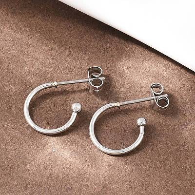 C-Shaped 304 Stainless Steel Stud Earrings EJEW-Z154-01P-01-1