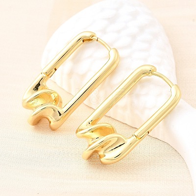 Rectangle Brass Hoop Earrings EJEW-Z121-08G-1
