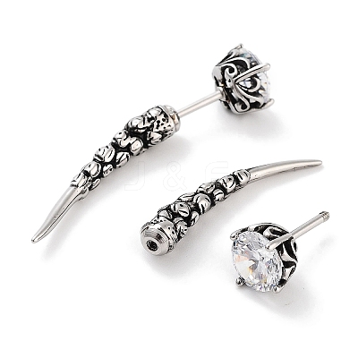 Rose Flower 316 Surgical Stainless Steel Pave Cubic Zirconia Ear False Plugs for Women EJEW-Z050-45A-AS-1
