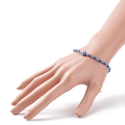 Resin Evil Eye & Glass Seed Beaded Bracelet for Women BJEW-JB08560-1