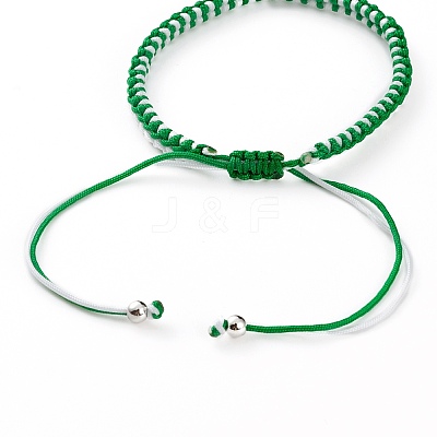 Adjustable Two Tone Nylon Cord Braided Bead Bracelets BJEW-JB05852-05-1