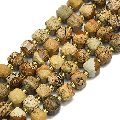 Natural Picture Jasper Beads Strand G-I376-D78-01-1