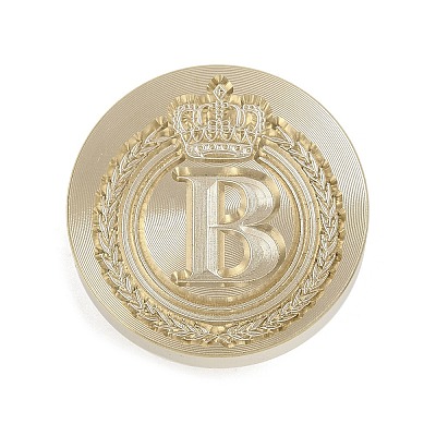 Golden Tone Crown Initial Wax Seal Brass Stamp Heads AJEW-A065-01B-1