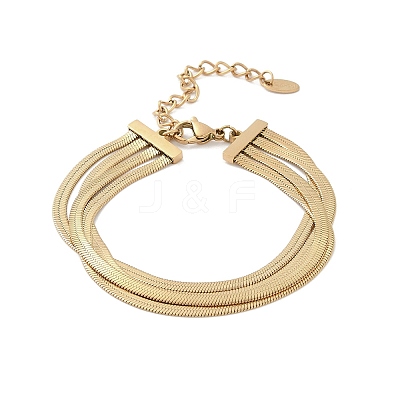 304 Stainless Steel Snake Chain Multi-Strand Bracelets For Women BJEW-Z095-01A-G-1