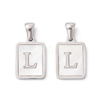 304 Stainless Steel Pave Shell Pendants STAS-G327-01P-L-1