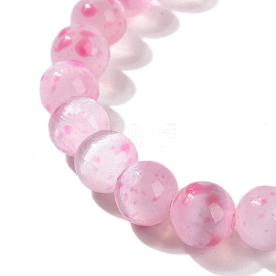 Dyed Natural Selenite Round Beaded Stretch Bracelet for Women BJEW-G697-02B-1