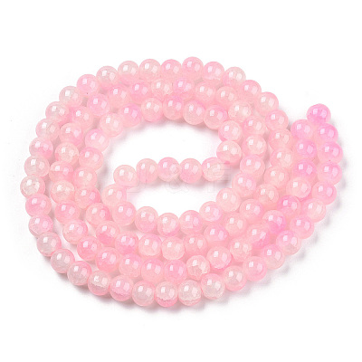 Crackle Baking Paint Imitation Jade Glass Beads Strands DGLA-T003-10mm-01-1