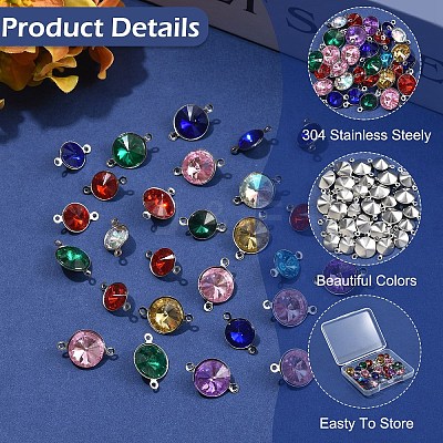 30Pcs 2 Styles Glass Cone Connector Charms STAS-YW0011-23-1