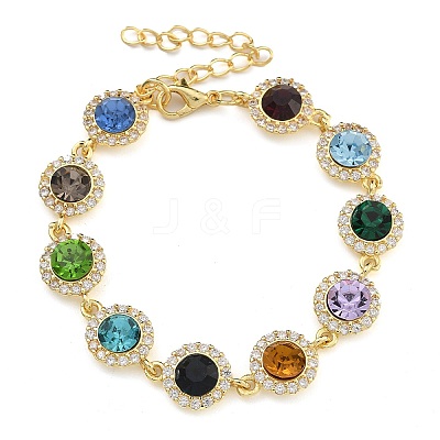 Brass Micro Pave Cubic Zirconia Link & Charm Bracelets BJEW-K261-01G-1
