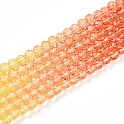 Transparent Gradient Color Glass Beads Strands GLAA-H021-01B-30-1