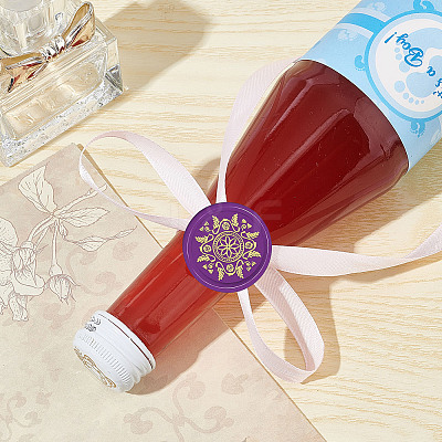Brass Wax Seal Stamps with Wood Handle AJEW-WH0412-0192-1