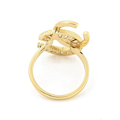 Letter C Brass Micro Pave Clear Cubic Zirconia Open Cuff Rings RJEW-G309-34G-1