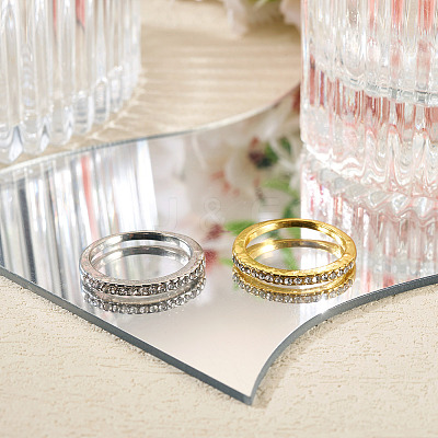 2Pcs 2 Colors Alloy with Crystal Rhinestone Finger Rings RJEW-TADJ0001-01C-1
