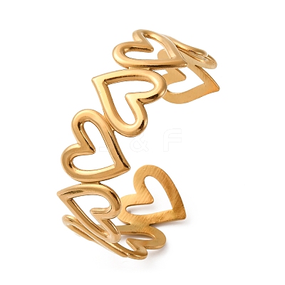 304 Stainless Steel Cuff Bangles for Women BJEW-Z130-01G-1