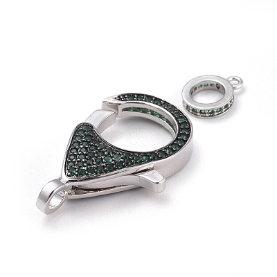 Brass Micro Pave Cubic Zirconia Lobster Claw Clasps ZIRC-K081-95P-04-1