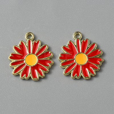 Light Gold Plated Alloy Enamel Pendants ENAM-WH0001-36LG-06-1