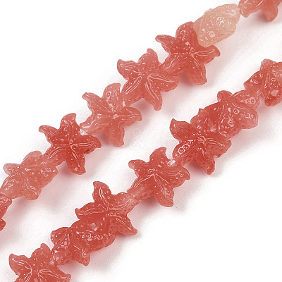 Synthetic Coral Dyed Carved Beads Strands SHEL-K007-18A-1
