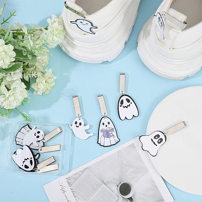 10Pcs 5 Styles Ghost Acrylic Shoe Charms HJEW-CA00021-1