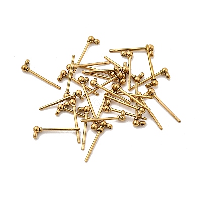 304 Stainless Steel Ball Post Stud Earring Findings STAS-Z035-01G01-F-1