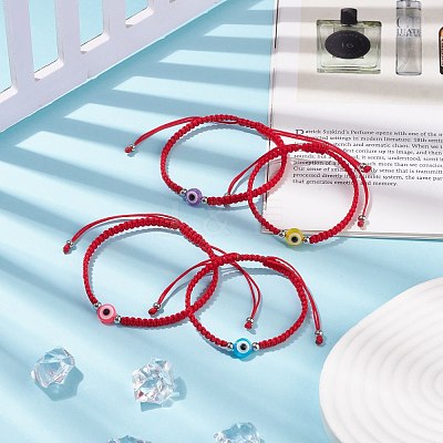 2Pcs 2 Style Resin Evil Eye Braided Bead Bracelets Set BJEW-JB08425-1