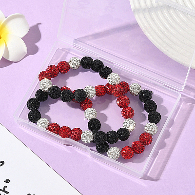 1Pc Polymer Clay Rhinestone Round Beaded Stretch Necklaces NJEW-SP0001-14B-1