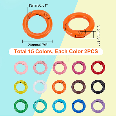 30Pcs 15 Colors Zinc Alloy Spring Gate Rings FIND-PH0006-47-1