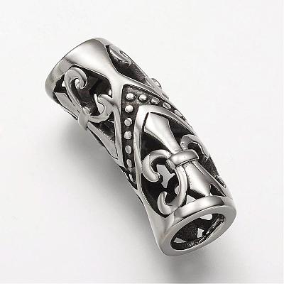 304 Stainless Steel Hollow Tube Beads STAS-F063-05-1