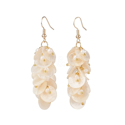 Natural Capiz Shell Cluster Earrings EJEW-JE04471-1