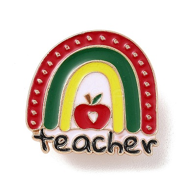 Teacher's Day Theme Rack Plating Light Gold Alloy Brooches JEWB-Z016-01KCG-01-1