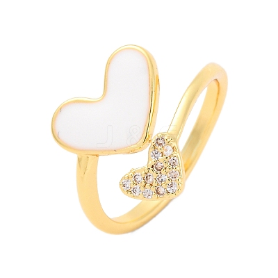 Brass Micro Pave Clear Cubic Zirconia Cuff Rings for Women RJEW-U047-24G-01-1