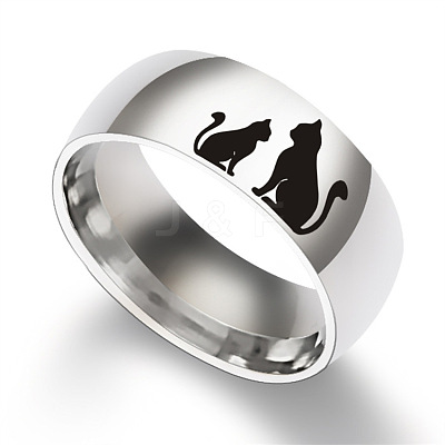 Cat Shape Pattern 201 Stainless Steel Finger Rings FS-WG30D97-04-1