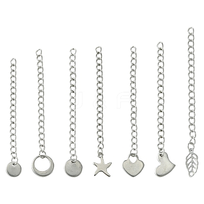 7Pcs 7 Styles 304 Stainless Steel Chain Extender STAS-FS0001-49P-1