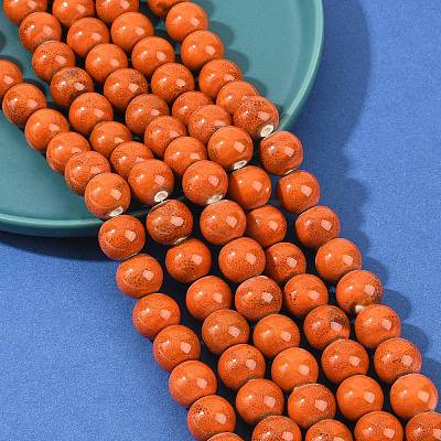 Handmade Fancy Antique Glazed Porcelain Ceramic Round Beads Strands PORC-L019-13mm-03-1