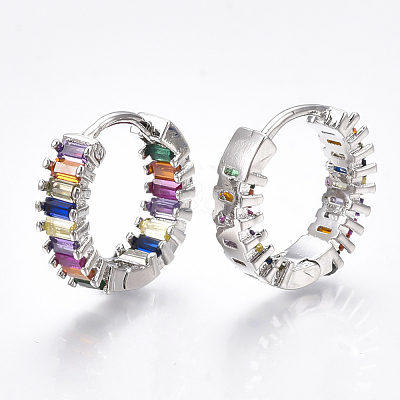 Brass Micro Pave Cubic Zirconia Huggie Hoop Earrings X-EJEW-S201-39P-1