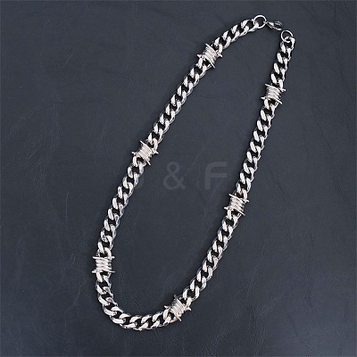 304 Stainless Steel & Zinc Alloy Thorned Cuban Link Chain Necklaces for Men FS-WGE9529-02-1