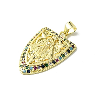 Mother's Day Real 18K Gold Plated Brass Micro Pave Cubic Zirconia Pendants KK-H472-15G-01-1