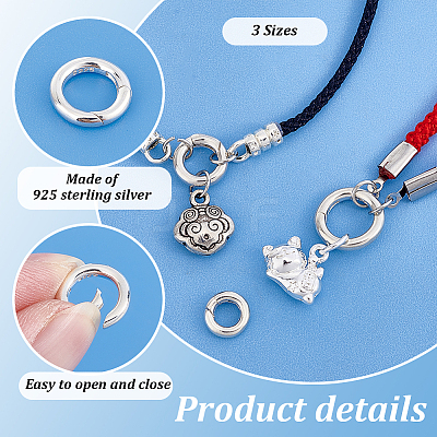 3Pcs 3 Styles 925 Sterling Silver Spring Gate Rings FIND-PH0023-41-1